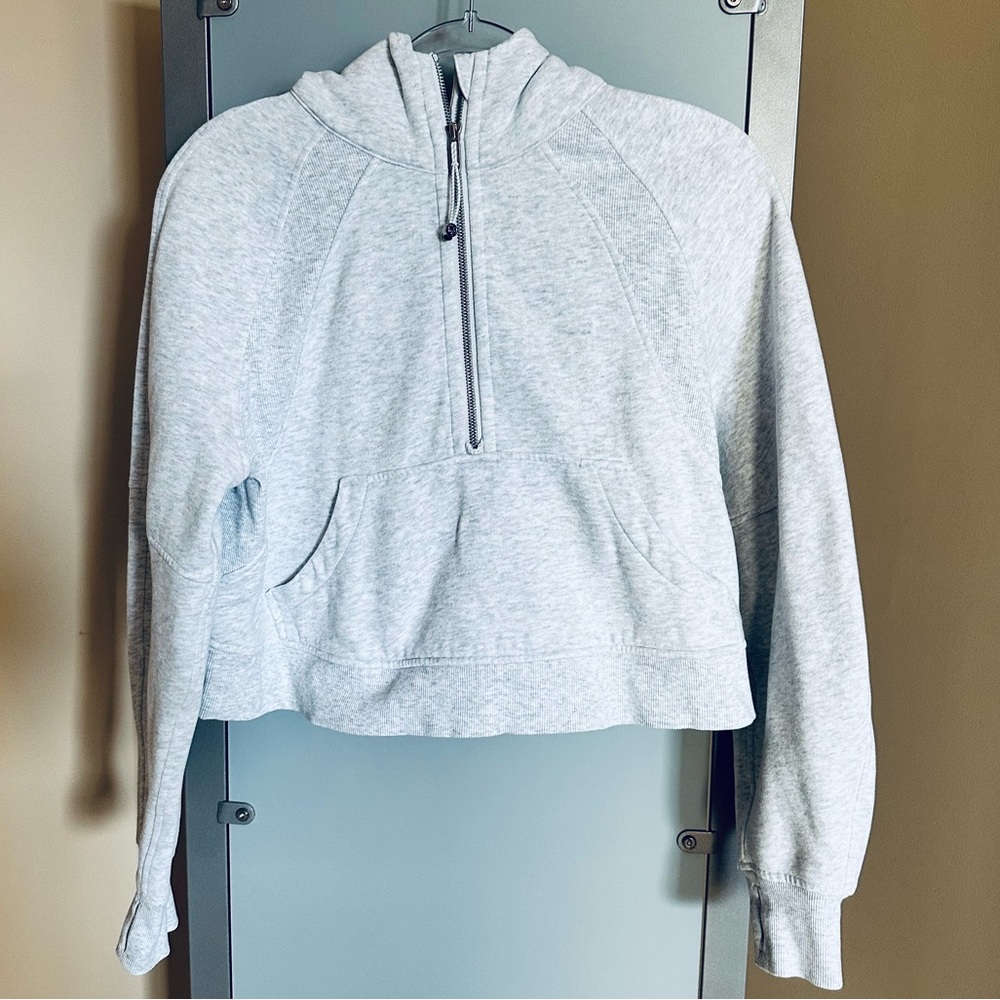 Lululemon Athletica Cropped Scuba 1/2 Zip Light Gray Hoodie